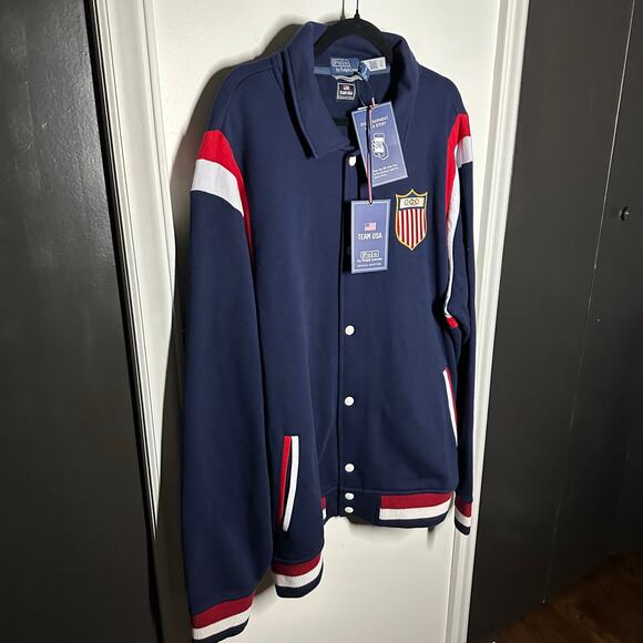 NEW Polo Ralph Lauren x Team USA Fleece Baseball Jacket Size XXL Olympics - Picture 4 of 16